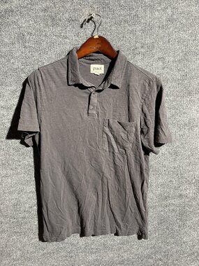 Pact Polo Shirt Mens Medium Gray Organic Cotton Pocket Casual Short Sleeve Soft